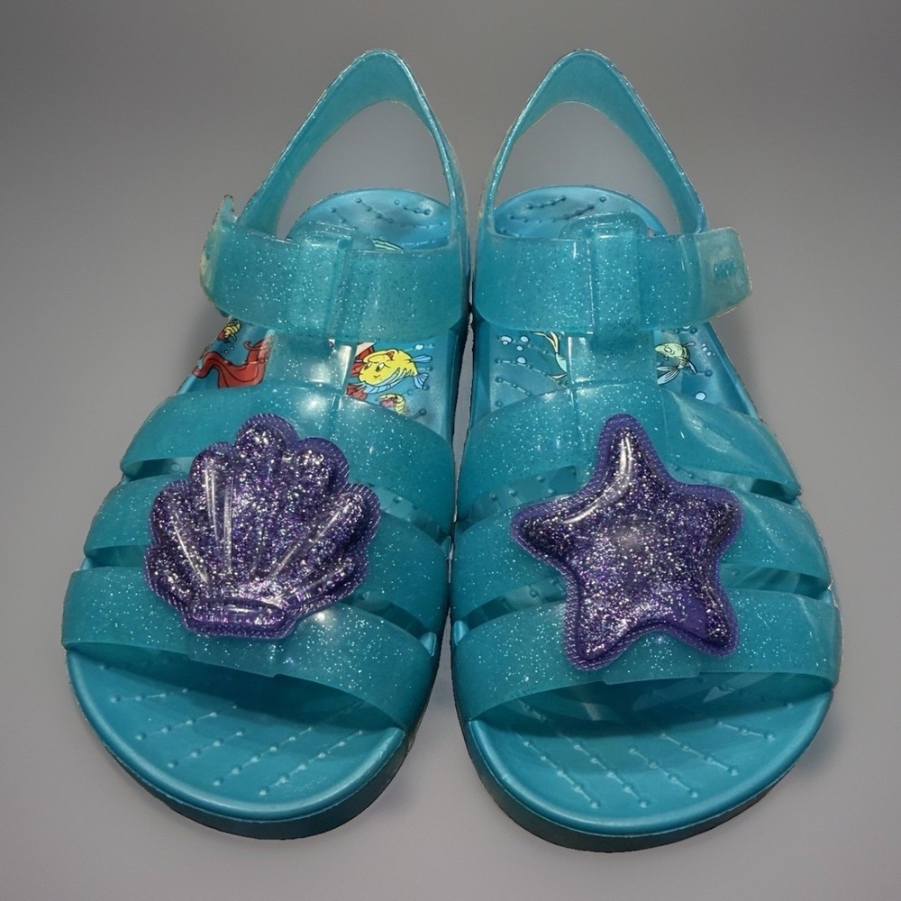 Crocs Kids Disney Princess Ariel Isabella Jelly Sandals Glitter EUC C 12